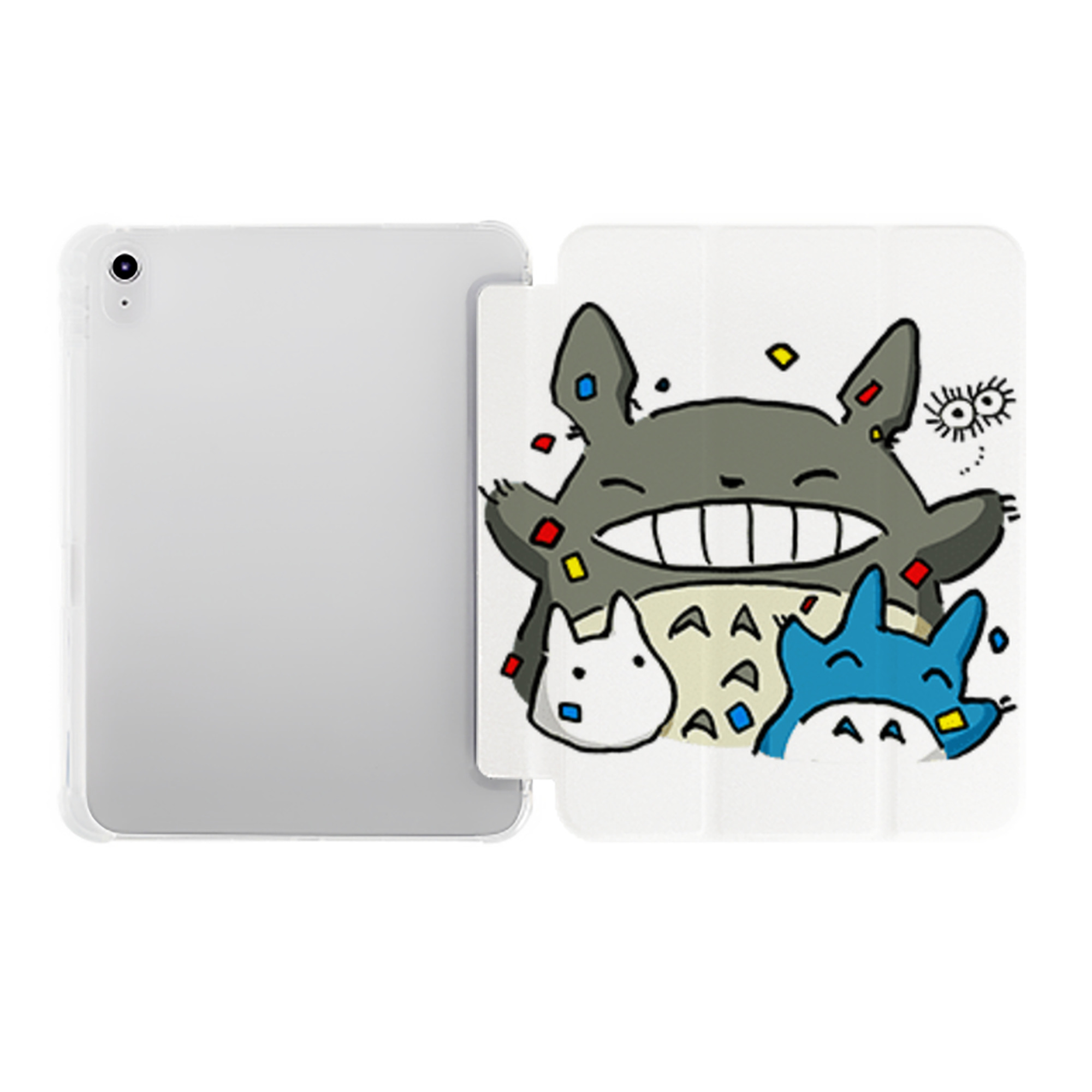 （画像用） となりのトトロ 草壁メイ 草壁サツキ My Neighbor Totoro Satsuki Kusakabe Mei Kusakabe IPad ケース ペン収納付き 三つ折りスタンド PUレザー×シリコン 対応機種9.5/10.5/10.9インチ